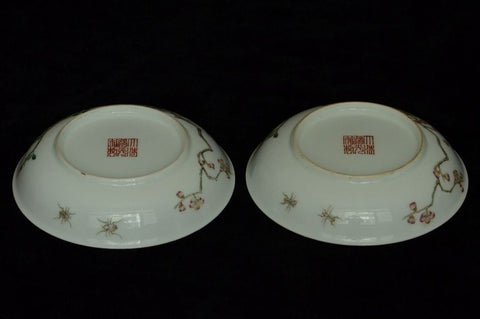 Pair of Chinese Famille Rose Dishes Daoguang Mark